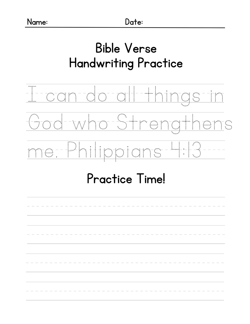 Bible verse Handwriting Practice