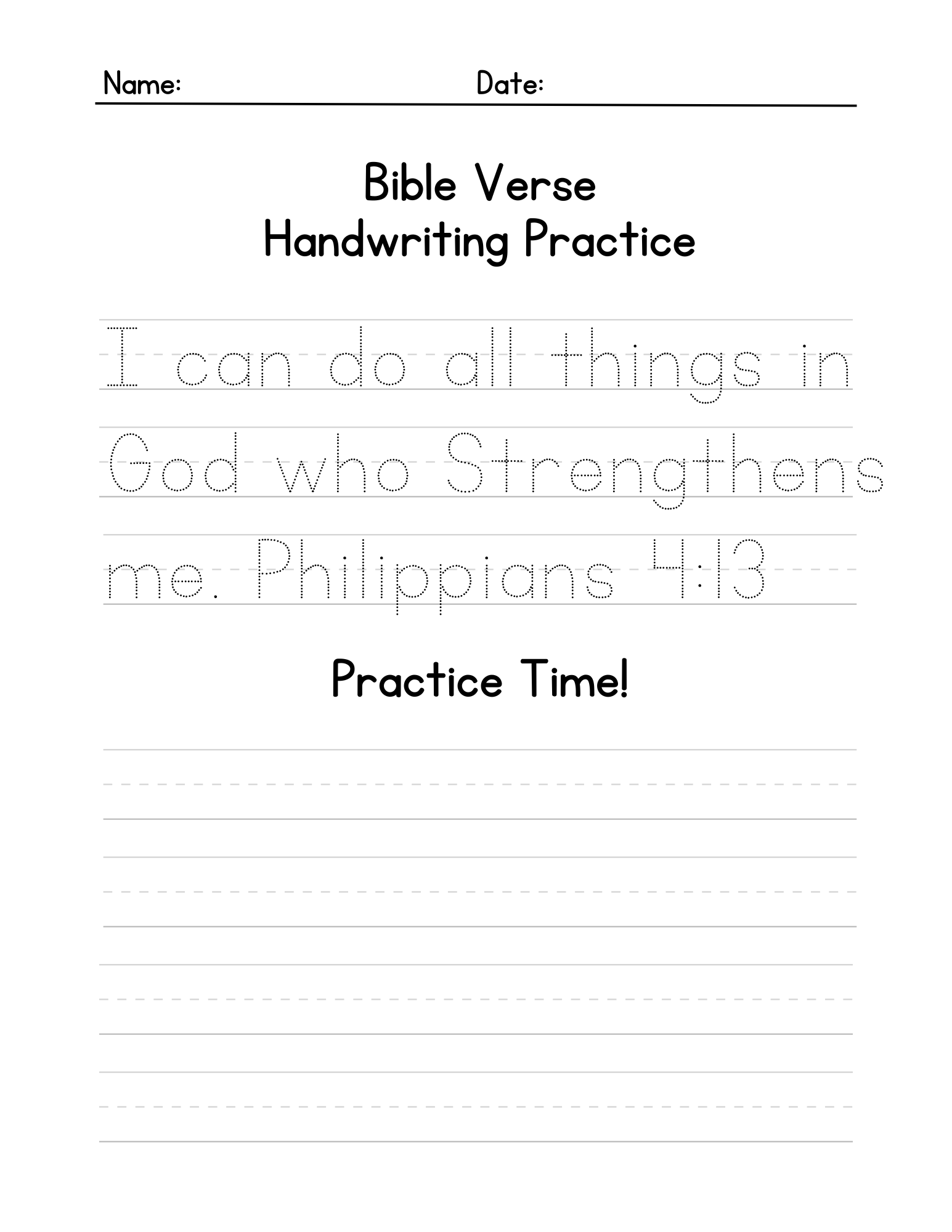 Bible verse Handwriting Practice