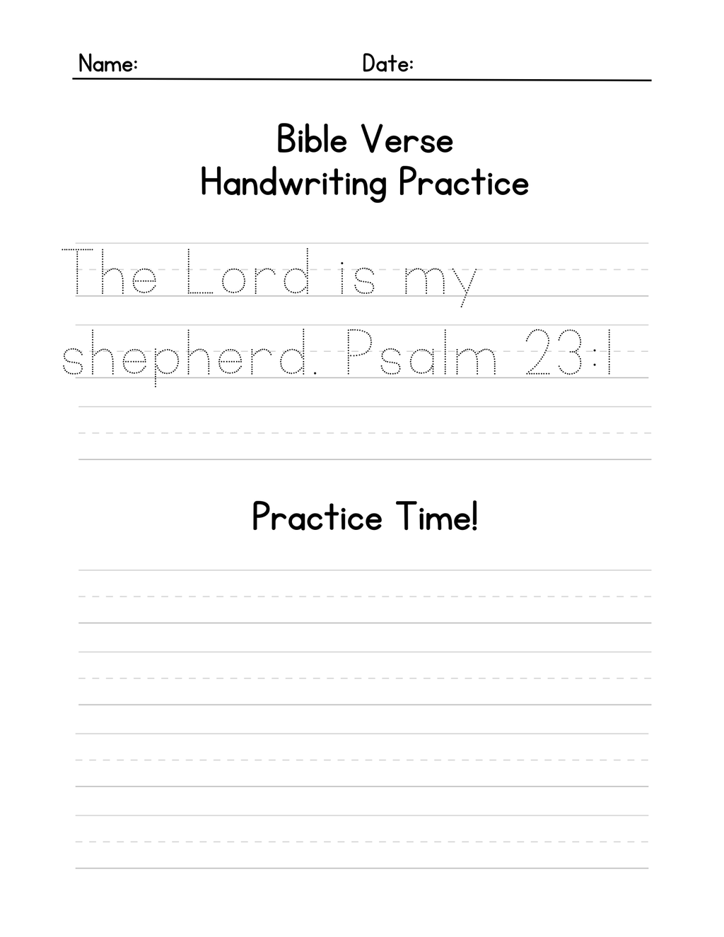Bible verse Handwriting Practice