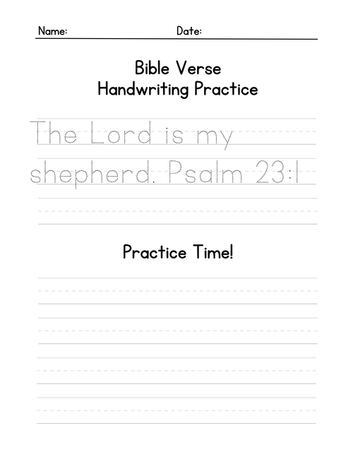 Bible verse Handwriting Practice