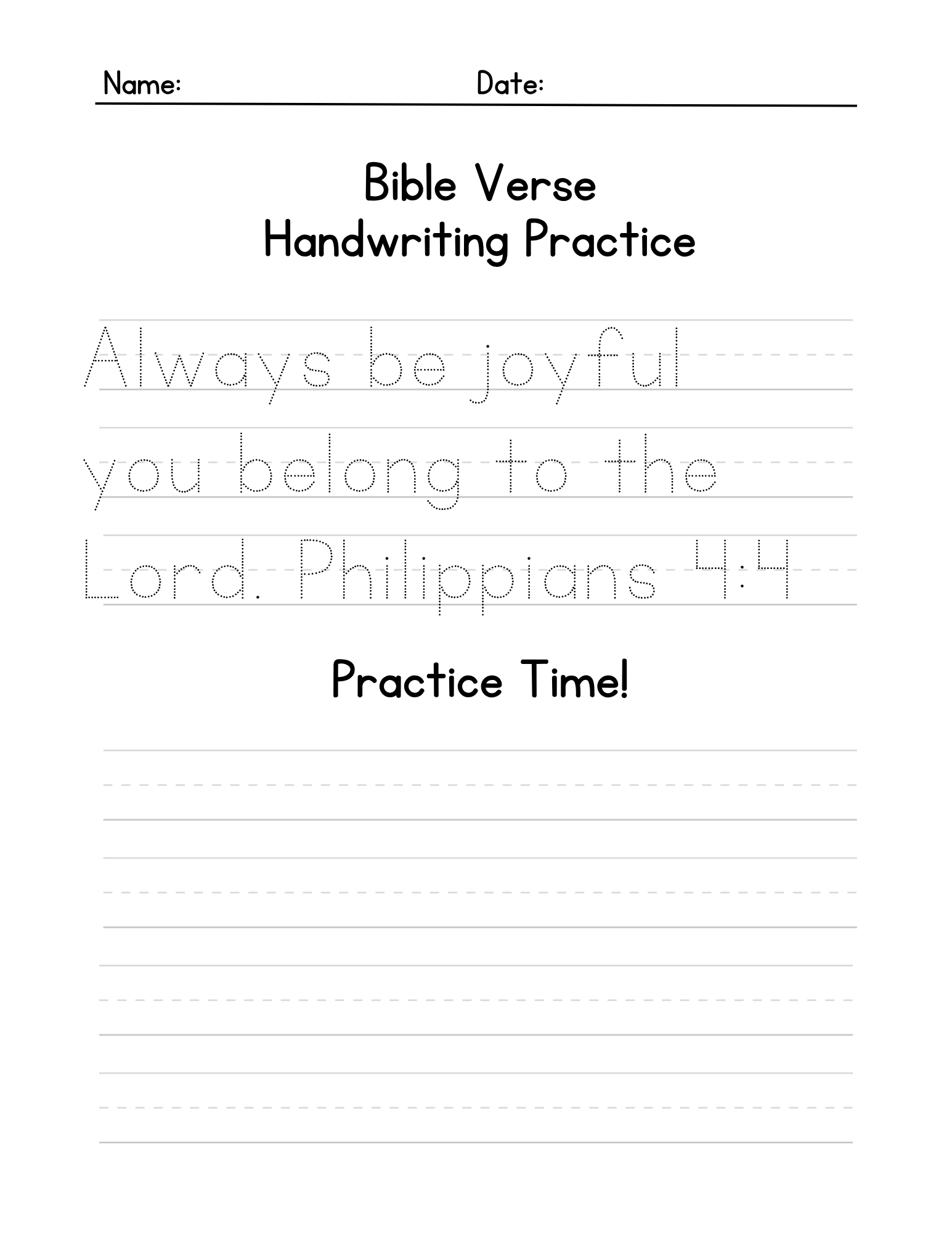 Bible verse Handwriting Practice