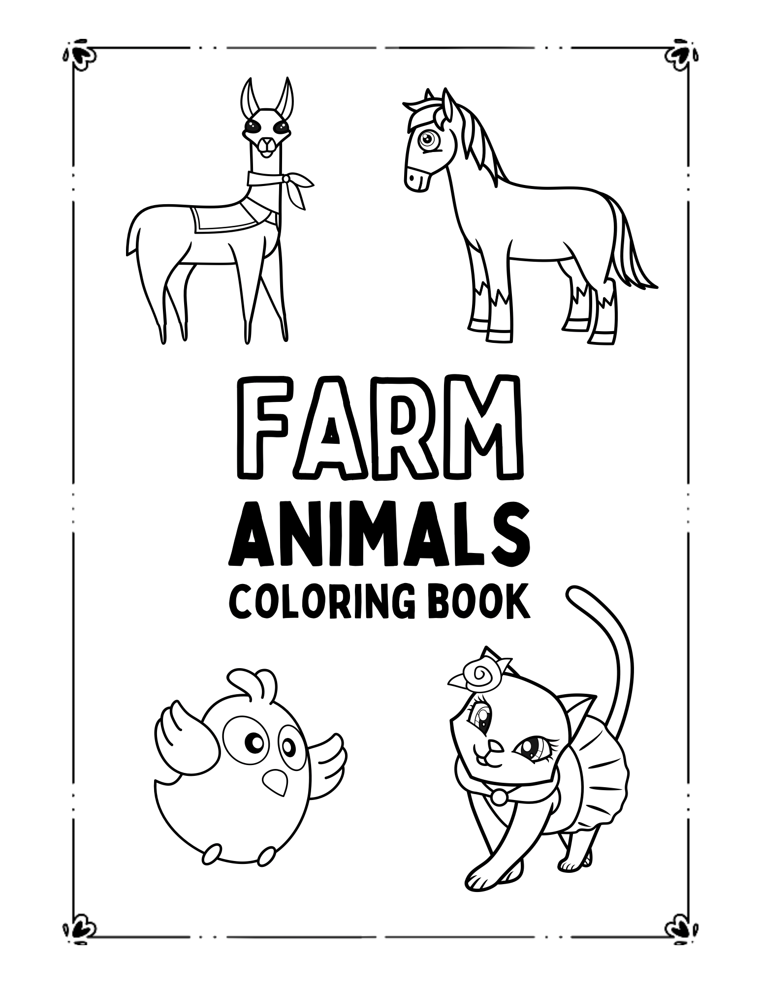 Farm Animals Coloring Worksheet Set