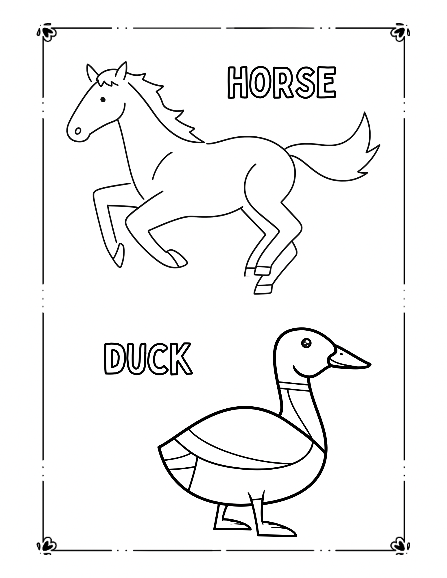 Farm Animals Coloring Worksheet Set