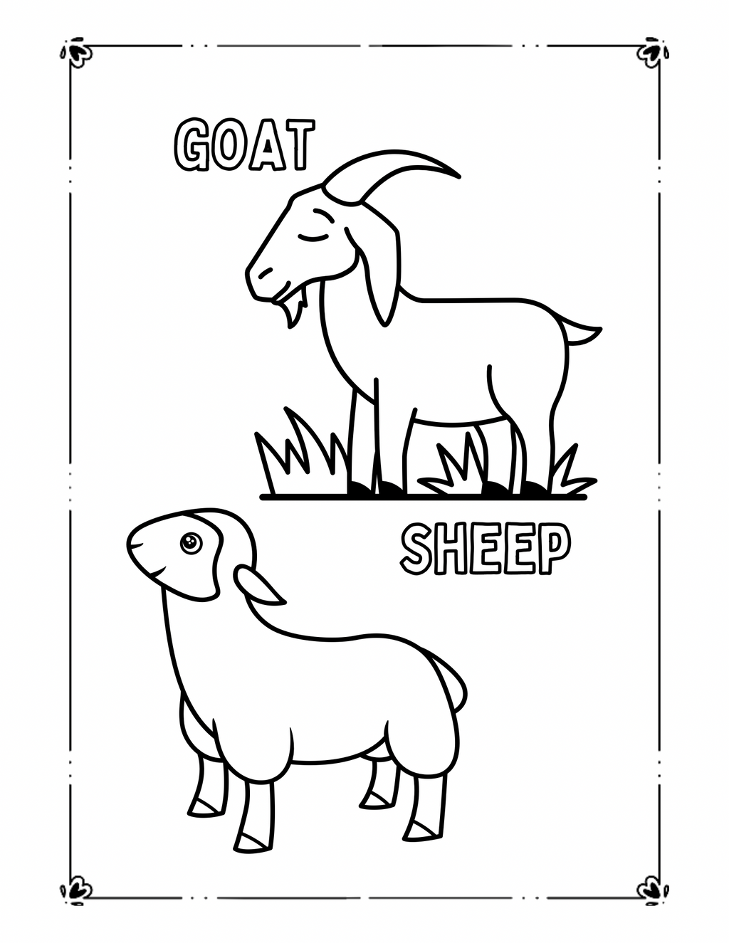 Farm Animals Coloring Worksheet Set